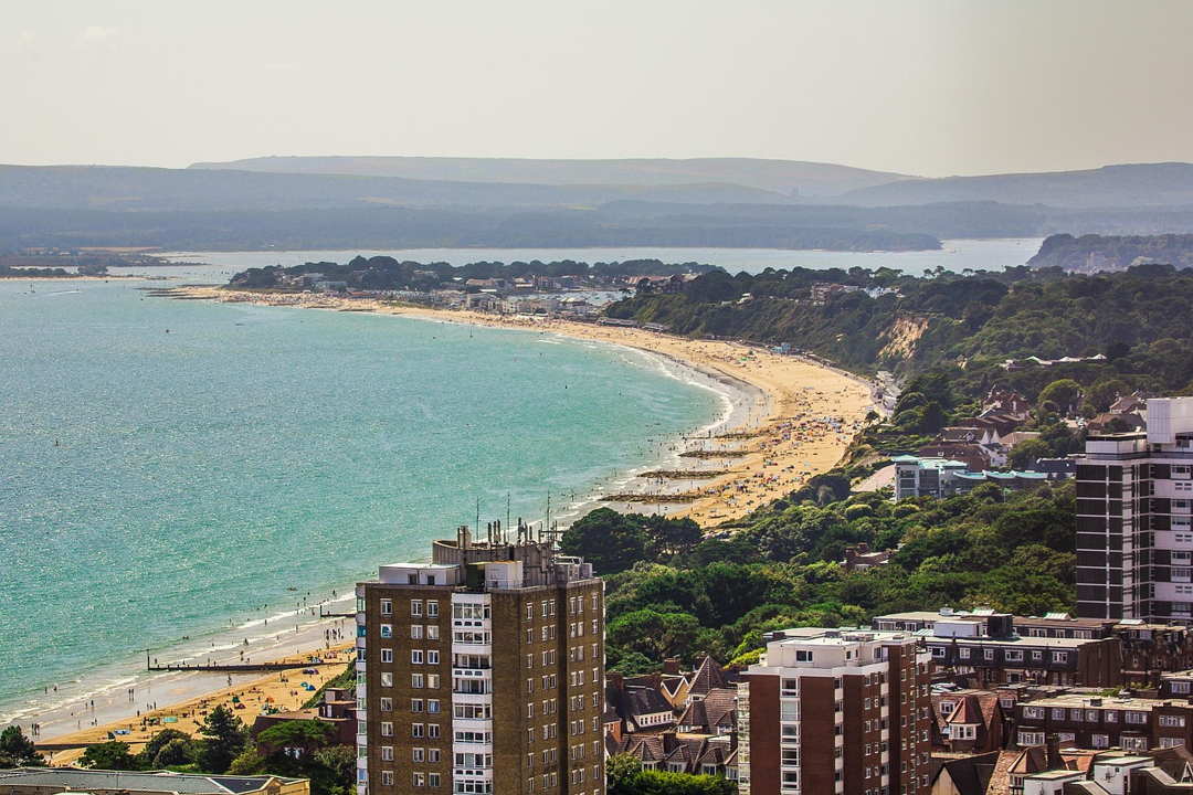 Aerial view of Bournemouth coastline
