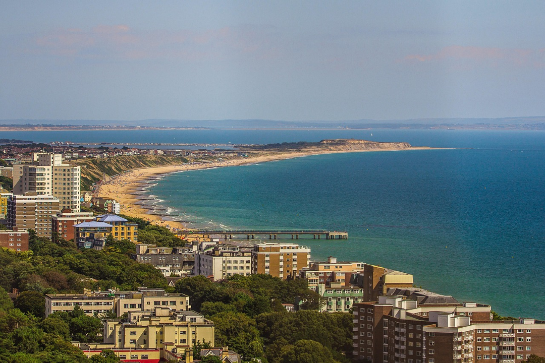 An aerial view of the Bournemouth coastline