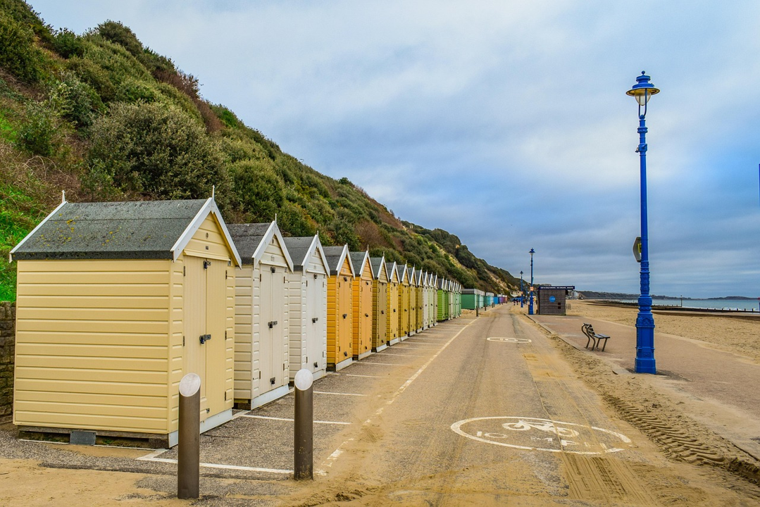Colourful beach huts on Bournemouth's seafront