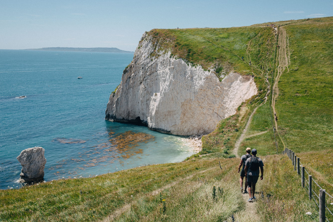 A hiking route along the cliffs of the Jurassic Coast
