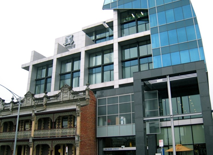 A mix of modern and historic buildings at the University of Melbourne