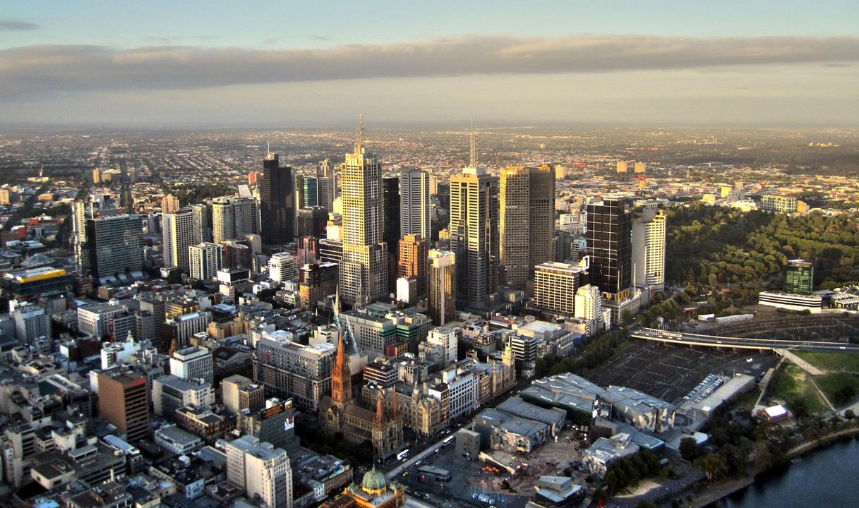 Aerial view of Melbourne's skyline