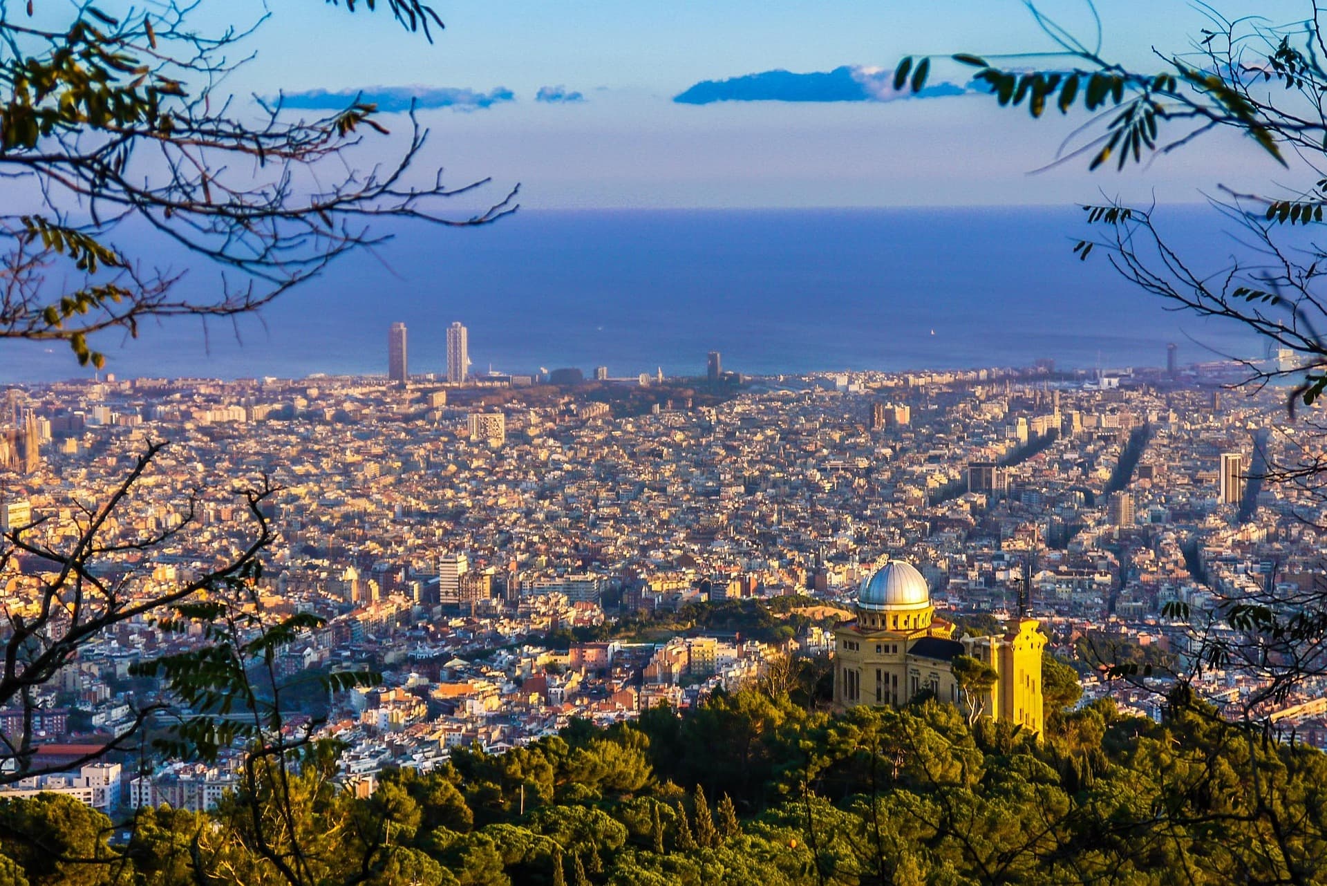 View over Barcelona from Tibidabo hill