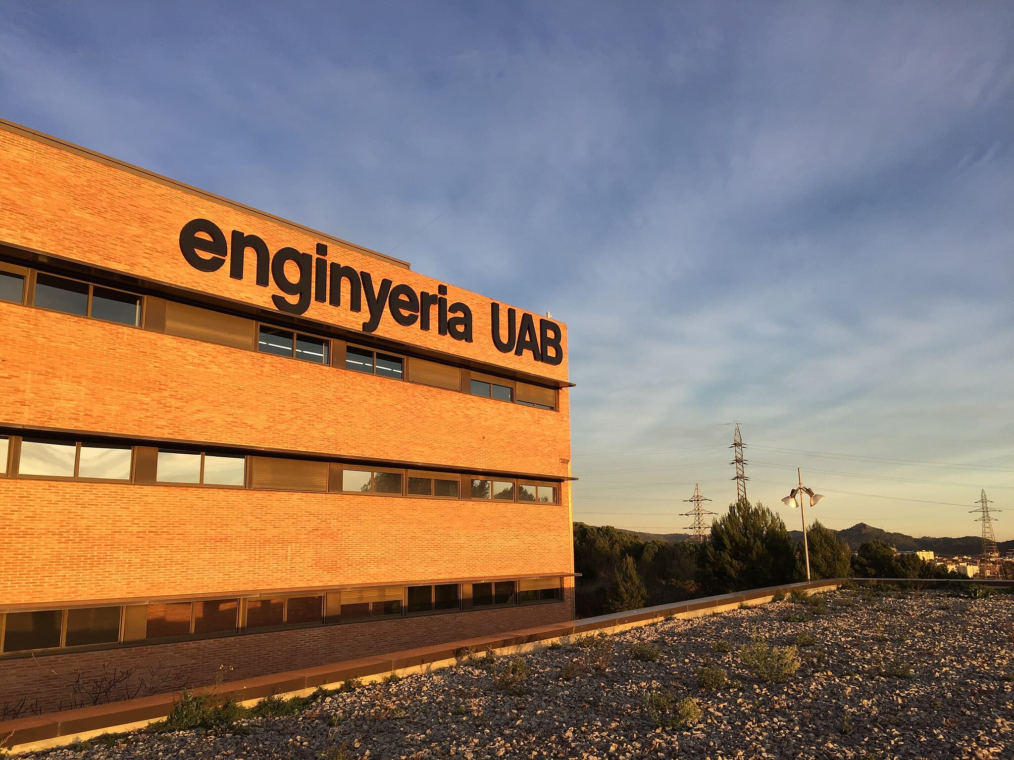 Exterior of the School of Engineering and Economics building at the Autonomous University of Barcelona.