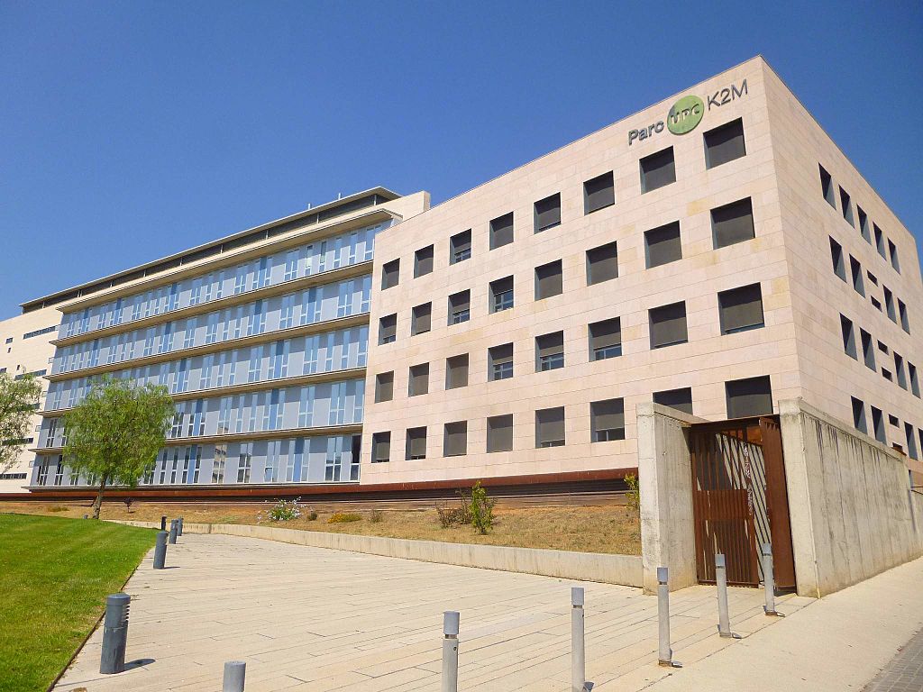 Exterior of the Omega building at the Polytechnic University of Catalonia.