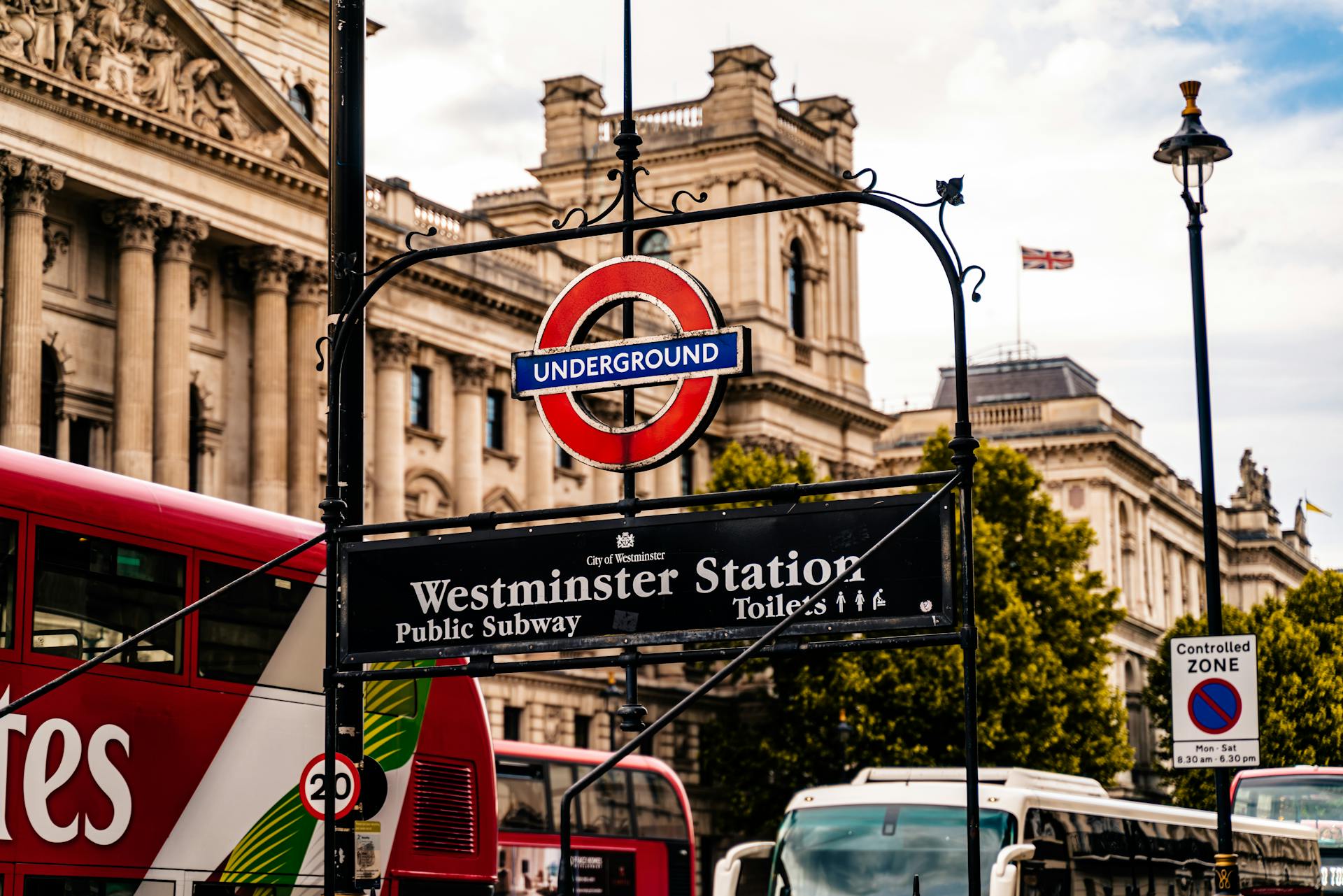 The entrance to the Underground at Piccadilly Circus. 